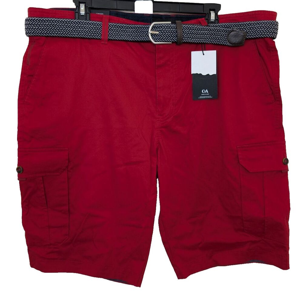 Westbury Men's Cargo Short Red With Belt Regular Fit Size 40